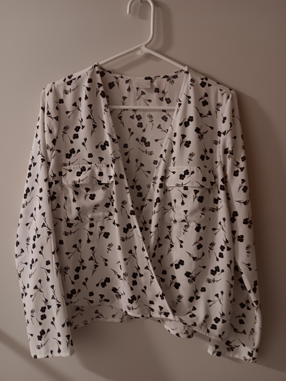 Women's White Floral Wrap Blouse